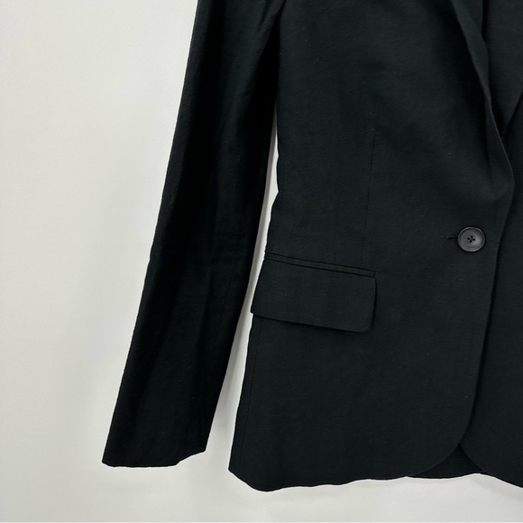 L’AGENCE Scout Cotton-Linen Blazer Solid Black Single Button Lined Size 0 - Picture 8 of 15